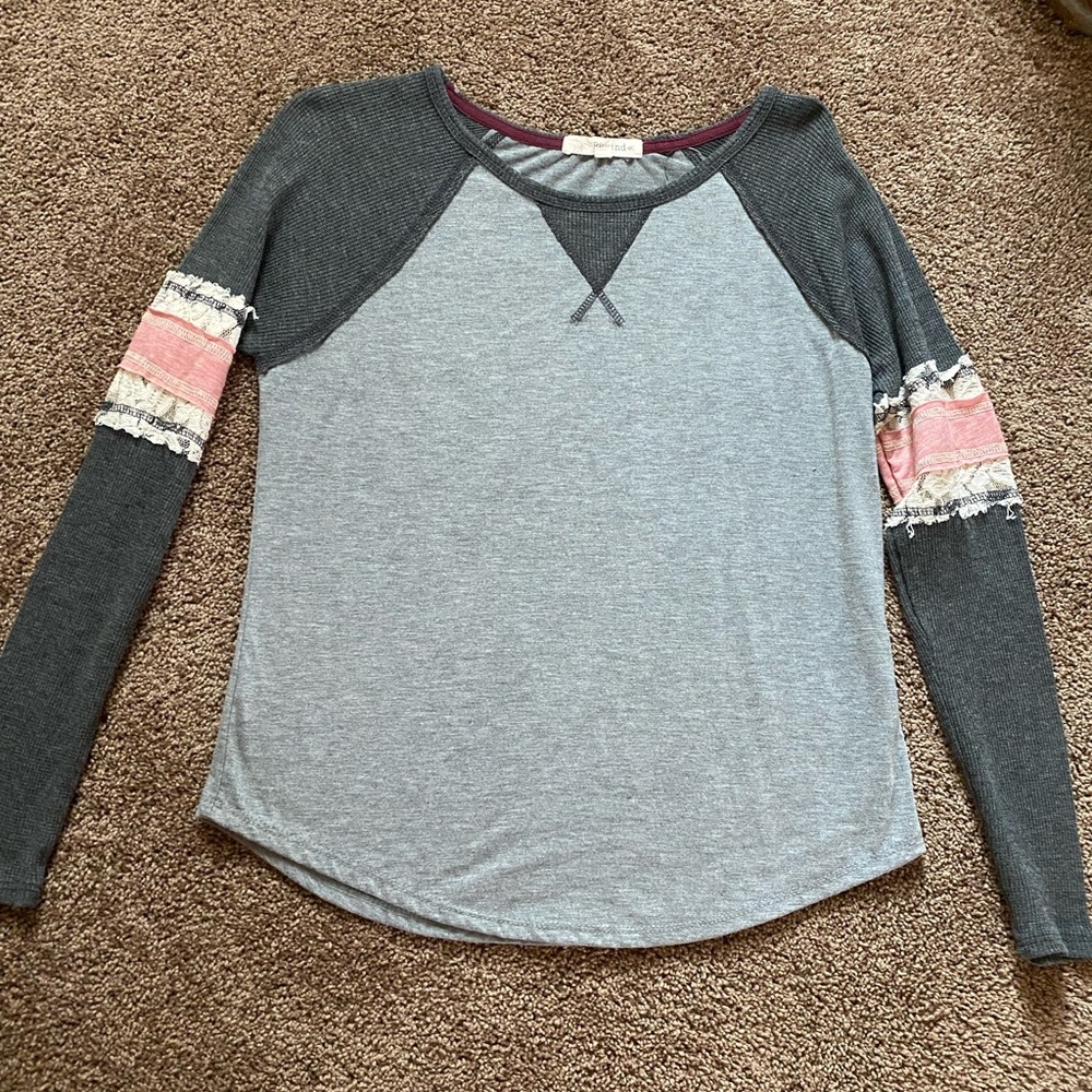 Rewind Gray Raglan Long Sleeve T-Shirt